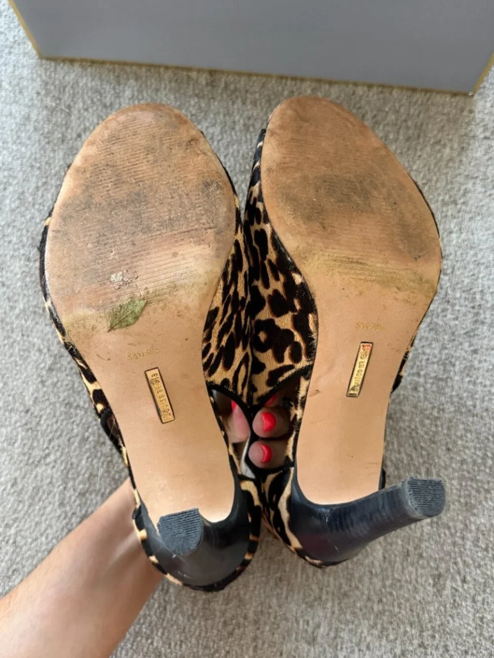 Louise et Cie Leopard Calf Hair Peep Toe Heel Booties Size 8